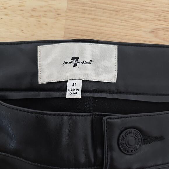 7 For All Mankind Womens Size 31 Faux Leather Black High Rise Cropped Pants - Picture 3 of 11